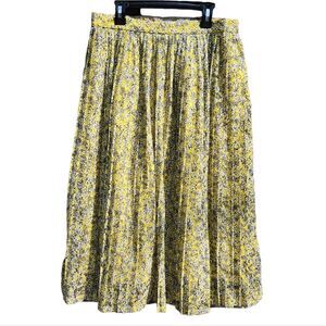 Who What Wear NWOT Celery Lace Midi Skirt yellow‎ floral lace pleated size 6